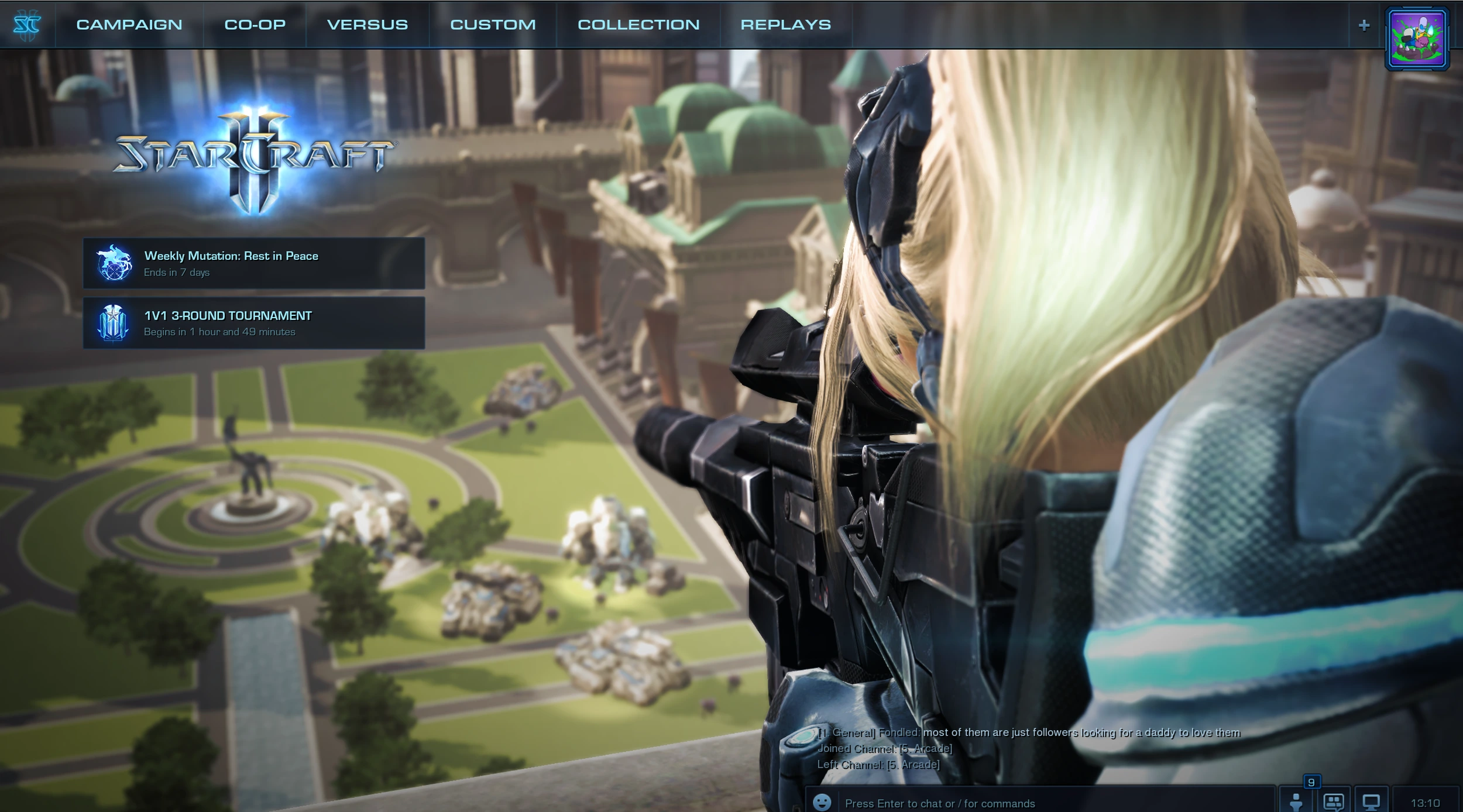 StarCraft II main interface